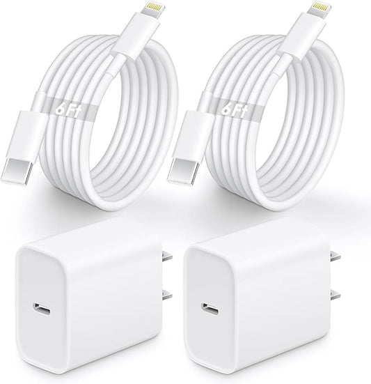 AISNI Phone Charger Block Compatible with iPhone 13 14 Fast Charger Cord 6 FT, MFI Certified for 2 Pack 20W PD iPhone Char...