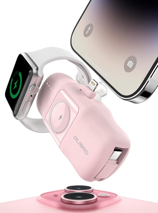 DILIBIRD Travel Essentials Small Portable Charger for iPhone 15 pro 5000mAh, Ultra-Compact Charging Battery Compatible wit...