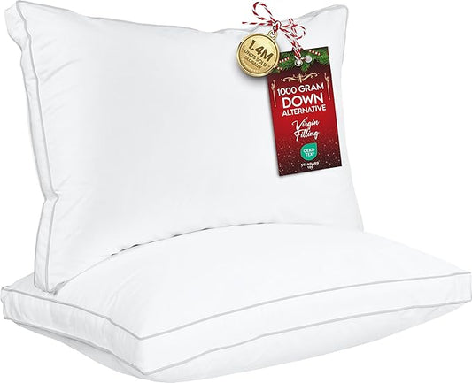 Utopia Bedding Bed Pillows for Sleeping Queen Size (White), Set of 2, Soft & Fluffy Pillow with Down Alternative Filling, ...