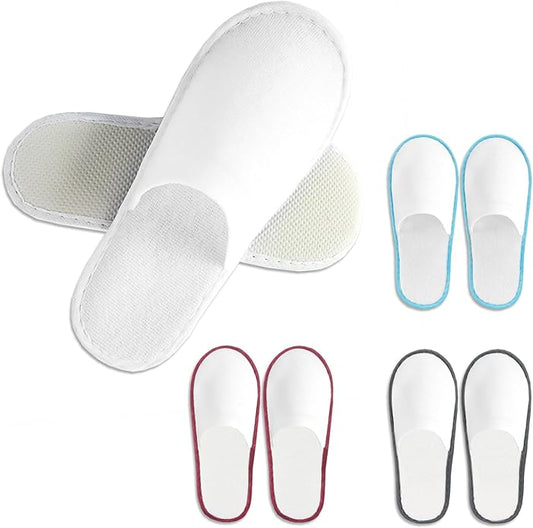 CarryEpic Disposable Slippers for Guest, 4 Pairs Spa Hotel House Slippers for Shoeless Home Bulk Indoor Slippers for Women...