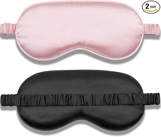 Amrules Silk Sleep Mask Set of 2, Adjustable Silk Eye Mask for Sleeping, Soft Sleeping Eye Shade Cover for Women, Good for...