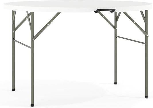 Flash Furniture Freeman 4' Round Plastic Folding Table with Carrying Handle, Plastic Foldable Table for Indoor/Outdoor Eve...