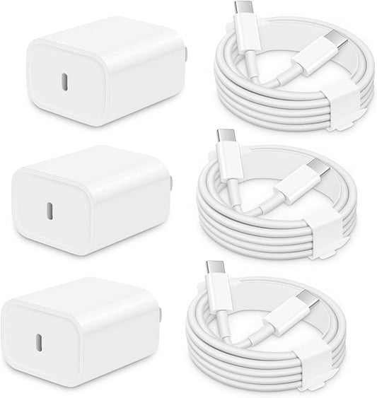 3 Pack AISNI Fast Charger Block Compatible with iPhone 17 16 15 Charger Fast Charging USB C Charger Long Type C Chargers C...