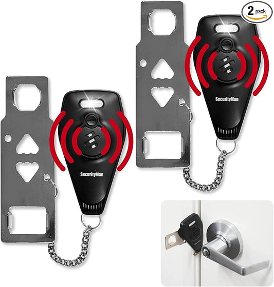 Securityman Portable Door Lock with Alarm (2 Pack) | Hotel Door Locks for Travelers Security | Loud 130dB Door Security De...
