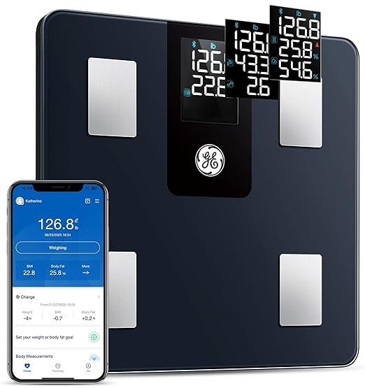 GE Smart Scale for Body Weight BMI Fat Muscle Mass with 14 Body Composition Metrics & All-in-one LCD Display, Digital Bath...