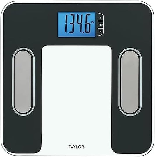 Taylor Digital Glass Body Composition Scale, Bathroom Scale for Body Weight, Measures Body Fat, Body Water, Muscle Mass an...