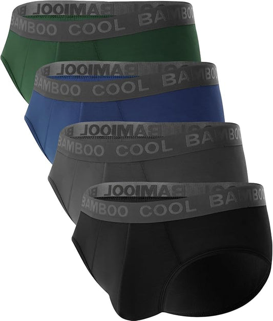 BAMBOO COOL Men's Tagless Briefs Coverd Waistband Comfort Soft Underwear with Contour Pouch Breathable Underpants, Multipacks