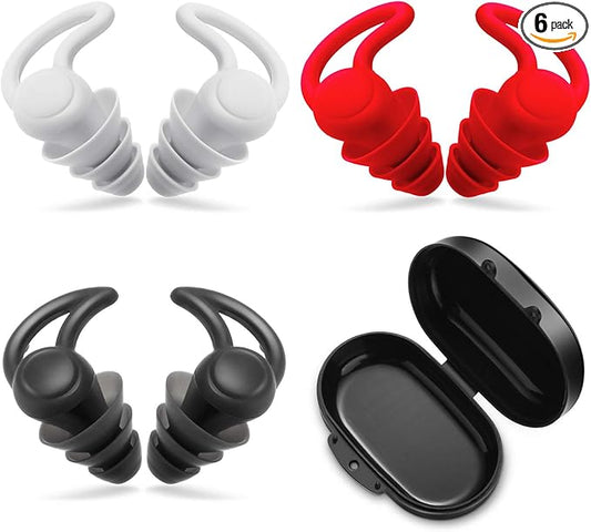 3 Pairs Ear Plugs for Sleeping Noise Reduction Silicone Sleep Earplugs Reusable Hearing Protection Sound Blocking Earplugs...