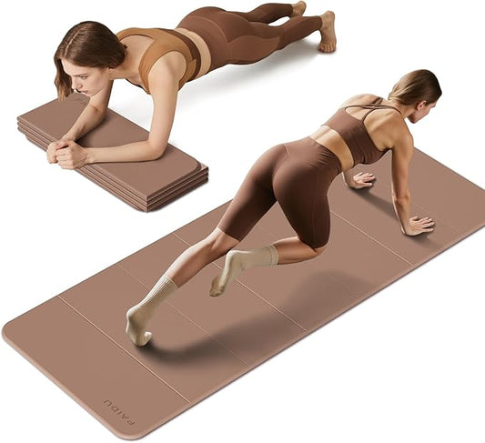 PAIDU Foldable Fitness Yoga Mat | 2/5" (10MM) Extra Thick | SGS Certified Non-Slip TPE | 75x26" Extra Long-Wide | Portable...