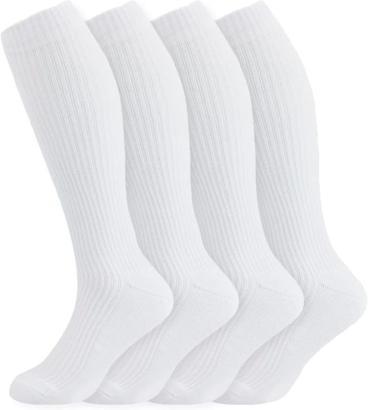 +MD Cotton Compression Socks for Women and Men 4/6 Pairs 15-20 mmHg Knee High Socks for Sports Travel Nurse Edema