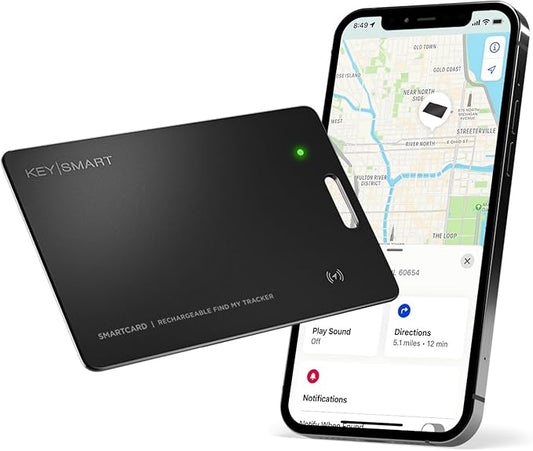 KeySmart MFI-Certified SmartCard Wallet Tracker Card, Compatible with Apple Find My App, Rechargeable Thin GPS Item Finder...