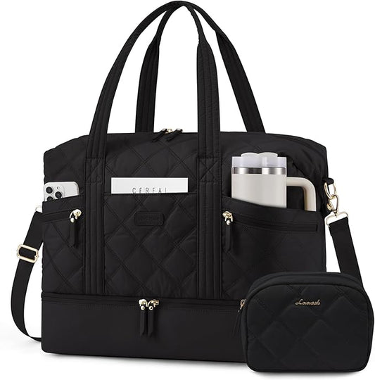 LOVEVOOK Travel Duffle Bag, Lightweight Weekender Bags for Women with Shoe Compartment, 40L Puffer Gym Bag Personal Item T...