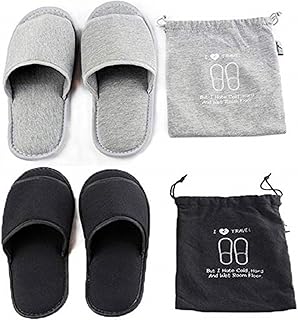 Ibluelover Portable Travel Spa Slippers Foldable Flat Closed Toe Home Shoes with Non-Slip Sole Spa Hotel Slippers Washable...