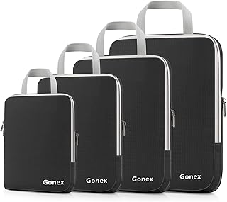 Gonex Compression Packing Cubes, 3pcs/4pcs Expandable Storage Travel Luggage Bags Organizers