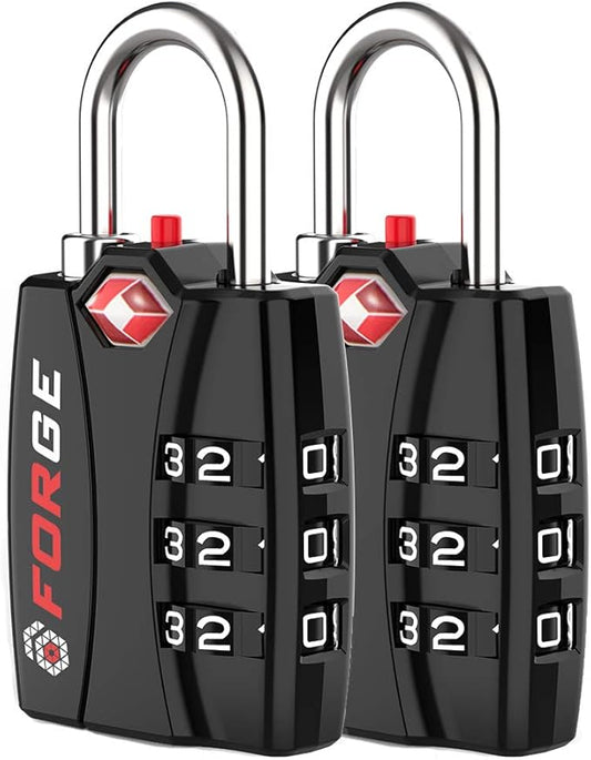 Forge TSA Approved Luggage Locks - Black 2 PK