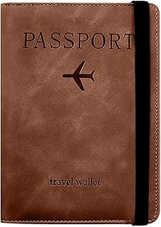 Passport Holder for Travel Essentials, RFID Barrier Leather Passport Wallets with Credit Card Slot, Travel Must Haves Airp...