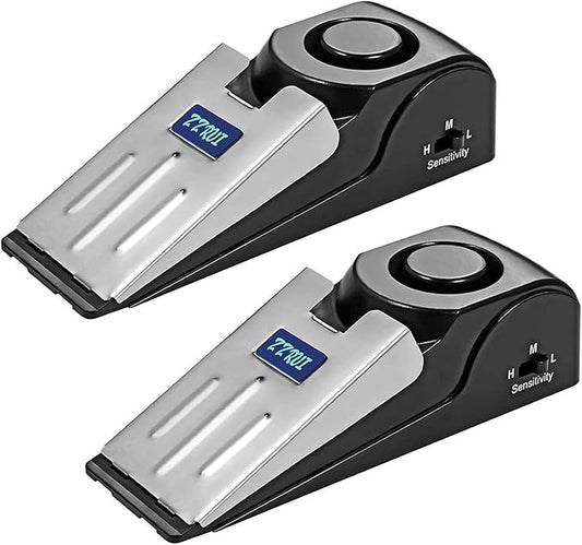 ZZRUI 2 Pack Door Stop Alarm with 120dB Siren, Wedge Door Stopper Security Device for Travel, Apartment, Hotel, Home – Por...