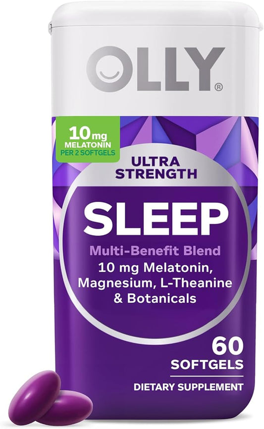 OLLY Ultra Strength Sleep Softgels, 10mg Melatonin, L-Theanine, Chamomile, Magnesium, Lemon Balm, Supports Deep Restful Sl...