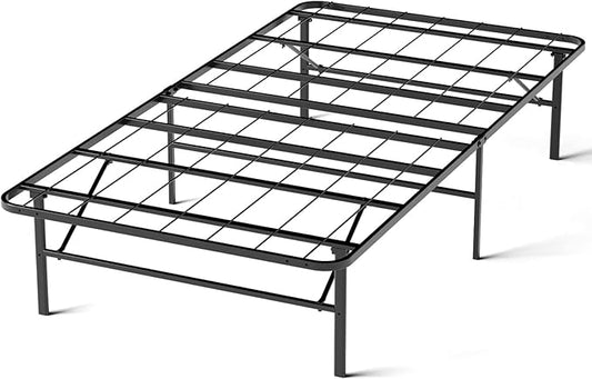 MAKE CHANGES Twin Bed Frame, 14 Inch Foldable Metal Platform with Steel Slats, No Box Spring Needed, Tool-Free Assembly, P...