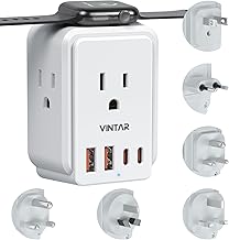Universal Travel Adapter Kit, VINTAR International Power Adapter for Apple Watch Charger with 3 AC Outlets 4 USB Ports (2 ...
