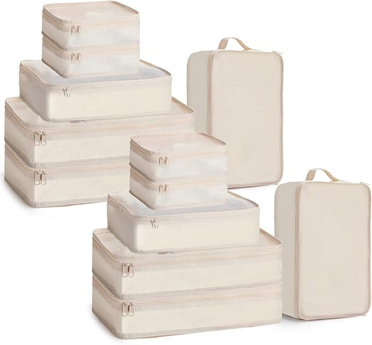 Reginary 6 Set Travel Packing Cubes Luggage Organizer Set Lightweight Suitcase with Shoe Bag for Clothes Toiletries