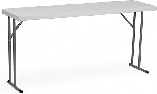 Flash Furniture Kathryn 5' Rectangular Plastic Folding Table, Long Plastic Foldable Table for Indoor/Outdoor Events, White