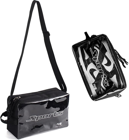 Travel Shoe Bag with Removable Shoulder Strap, Oxford Fabric and Transparent PVC, Sleek, Portable, Durable, Multi-purpose ...
