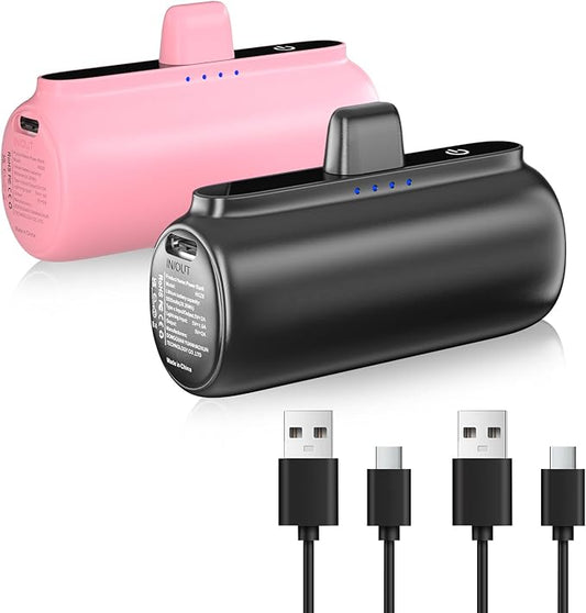 OHZHAO 2 Pack 5500mAh Portable Charger for iPhone, Upgrade Ultra-Compact 20W PD Fast Charging Cute Travel Portable Phone C...