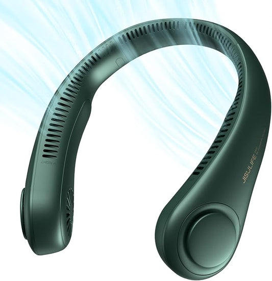 JISULIFE Portable Neck Fan, Hands Free Bladeless Fan, 5 Speeds, 4000 mAh Battery Operated Wearable Personal Fan, Twistabl...