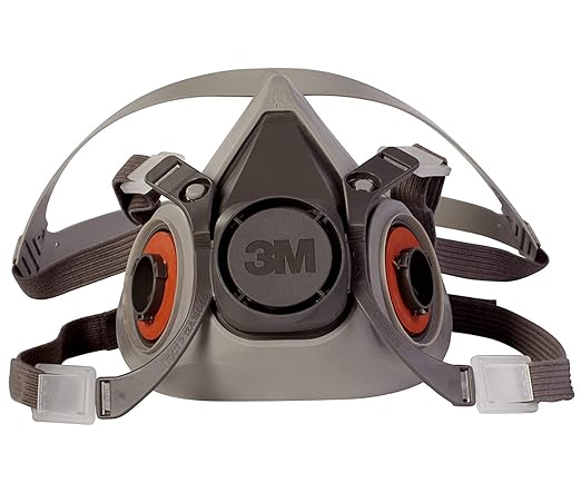 3M Half Facepiece Reusable Respirator 6200, NIOSH, Four-Point Harness, Comfortable Fit, Dual Airline Supplied Air Compatib...