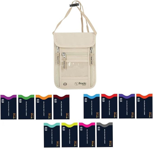Complete RFID Travel Security Kit - Sleeves, Neck Wallet, and Passport Holder for Ultimate Protection.