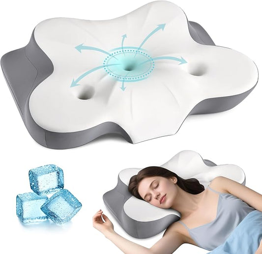 Cerrvical Neck Pillow- Ergonomic Memory Foam Pillows for Sleeping, Dual Ear Relief Zone Contour Pillow, Neck Support Pillo...