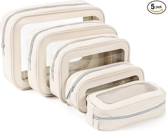 YOPCDJ 5PCS Diaper Bag Organizer Pouch Set, TSA Approved Toiletry Bag，Clear Waterproof TPU Makeup Bag Set Travel Organizer...