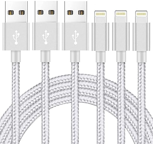 Ximytec iPhone Charger Cable [Mfi-Certified] 3Pack 10ft Nylon Braided High Speed USB Charging Cord Compatible with iPhone ...
