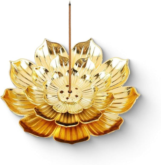 Incense Holder with Incense Stick Tray,Multi-Functional Incense Burner and Stick Holder Combo,Detachable Ash Catcher (Golden)