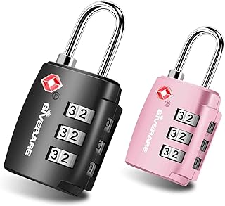 2 Pack TSA Approved Travel Luggage Locks, Combination Lock Alloy Body, Keyless 3-Digit Padlocks, Travel Sentry Accepted Co...