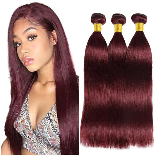 #99J Burgundy Bundles Human Hair Straight Bundles 14 16 18 Inch Wine Red Straight Bundle Human Hair Extensions Unproceesed...