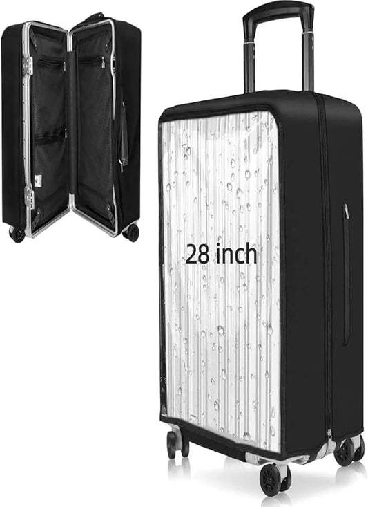 Yotako Upgraded Double Zippered Transparent PVC Suitcase Cover, No Disassembly Required Clear Luggage Protector for Suitca...