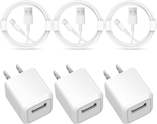 iPhone Charger - 3 Pack USB Wall Charger Cube Block Adapter with 6Ft USB Fast Charging Cable Compatible with iPhone 14 13 ...