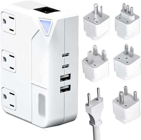 250W Conversion Plug, International Travel Converter with 2 USB and 2 USB-C Ports, lowering 220V to 110V for 100V-240V Are...