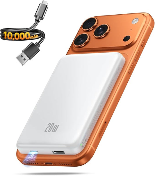 Portable Charger for Magsafe Power Bank - 10000mAh Magnetic Phone Charger, USB C 20W PD Fast Charging, Slim Wireless Batte...