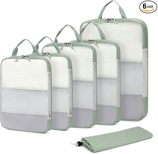 ECOHUB 6 Set Compression Packing Cubes, Lightweight Vacation Travel Essentials, Durable Travel Accessories for Suitcase Ca...
