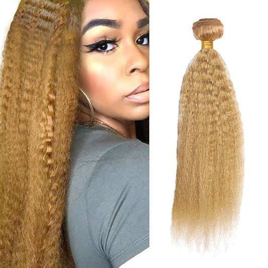 #27 Blonde Bundles Human Hair Kinky Straight Bundles 22 Inch Unprocessed Brazilian Virgin Remy Hair 1 Bundle Honey Blonde ...