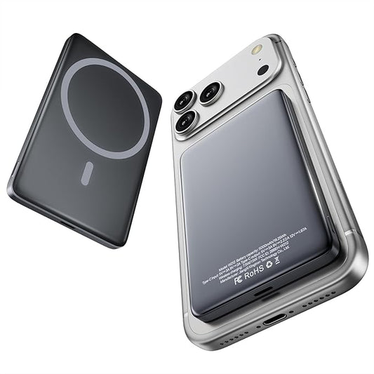 [0.3" Ultra Slim] [Alloy-Made] [Credit Card] Magsafe Portable Charger for iPhone, 2026 Upgrade 5000mAh Fast Charging Magne...