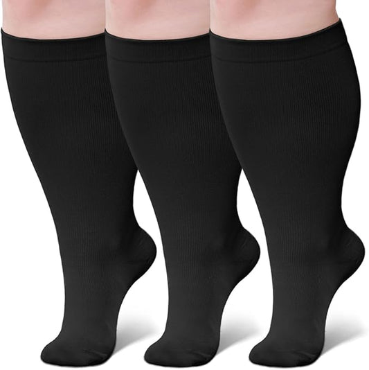 Wide Calf Compression Socks: Plus Size Compression Stockings for Men Women - Extra Large 20-30 mmHg Compression Hose Suppo...