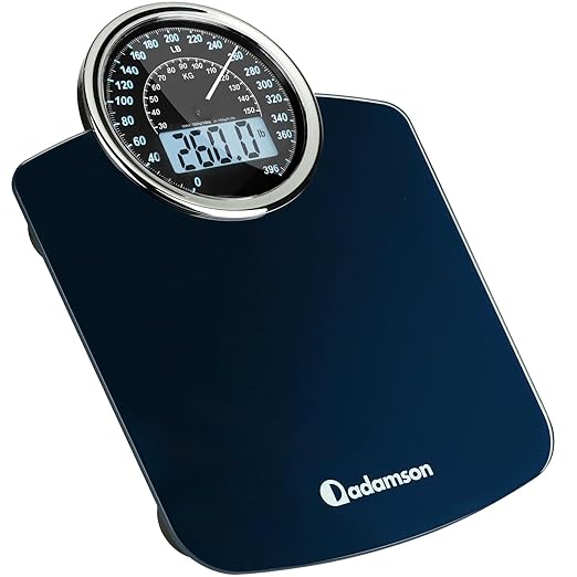 Adamson Hybrid 2-in-1 Analog & Digital Weighing Scale for Body Weight up to 400lbs - Thick Tempered Glass - Extra Large Di...
