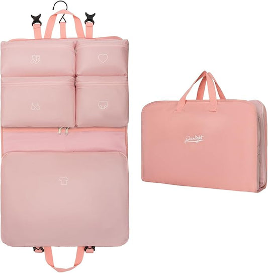 Hanging Packing Cubes,Garment Bags for Travel and Storage, Travel Apparel Bags for Men Women with 5 Solid Color Pockets, S...