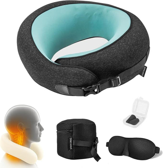Neck Pillow Airplane –2025 Updated, 100% Memory Foam Travel Pillow for Sleeping, 360° Ergonomic Neck Support, Pain Relief ...