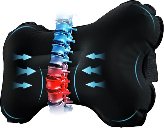 Mixtrend Travel Lumbar Pillow – Inflatable Memory Foam Back Support Pillow for Airplane, Car, Office, Long Flight, Ergonom...