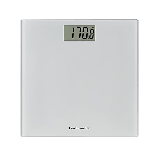 Health o meter Compact Digital Glass Bathroom Scale – 450 lb Capacity, 4 Load Cells, 3.2" LCD Display, Tempered Glass Plat...